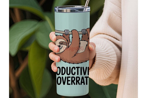 Sloth Productivity 20oz Tumbler Wrap Sublimation DesignSVG 