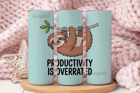 Sloth Productivity 20oz Tumbler Wrap Sublimation DesignSVG 