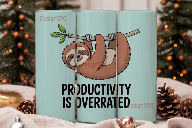 Sloth Productivity 20oz Tumbler Wrap Sublimation DesignSVG 