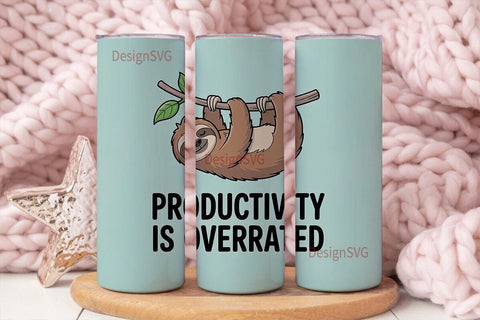 Sloth Productivity 20oz Tumbler Wrap Sublimation DesignSVG 