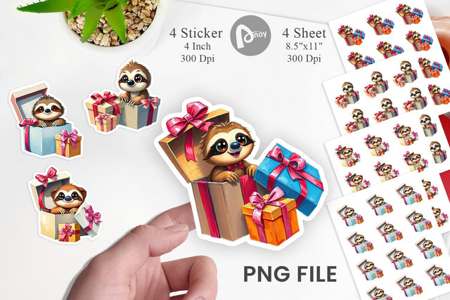 Sloth Sticker Gift Sublimation artnoy 