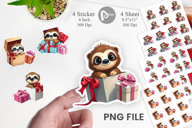 Sloth Sticker Gift Sublimation artnoy 