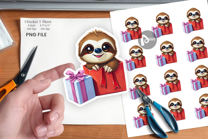 Sloth Sticker Gift Sublimation artnoy 