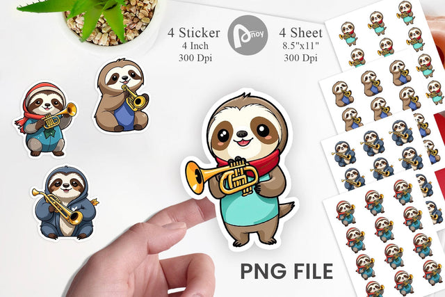 Sloth Sticker New Year Sublimation artnoy 