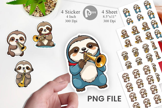 Sloth Sticker New Year Sublimation artnoy 