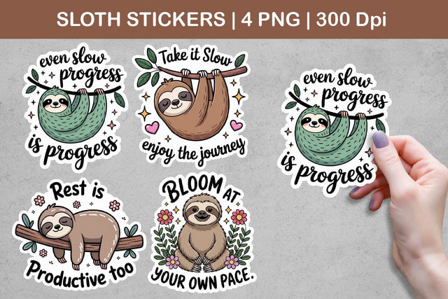 Sloth Stickers | Cute Motivational Sloth Sublimation Paper Switch 