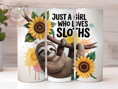 Sloth Sunflower 20oz Tumbler, Sunflower Theme, Cute Print, Animal Design, 20oz Sublimation, PNG Design, Gift Idea Sublimation Lara' s Designs 