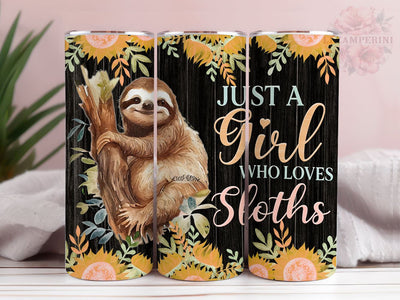 Sloth Sunflower 20oz Tumbler Wrap PNG, Straight & Tapered Tumbler Wrap, Floral Sloth Tumbler, Instant Digital Download Sublimation Li Zamperini 
