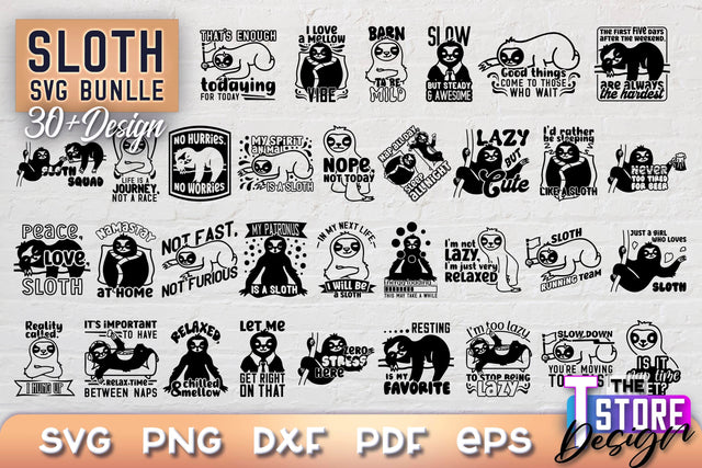 Sloth SVG Design | Lazy Design SVG | SVG File SVG The T Store Design 
