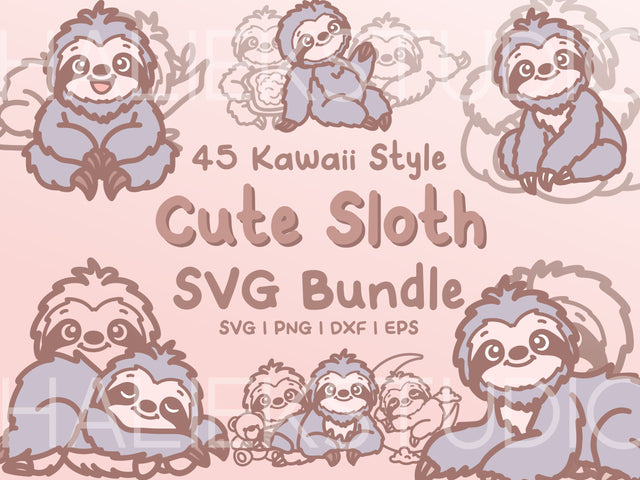 Sloth SVG Design Set SVG HalieKStudio 