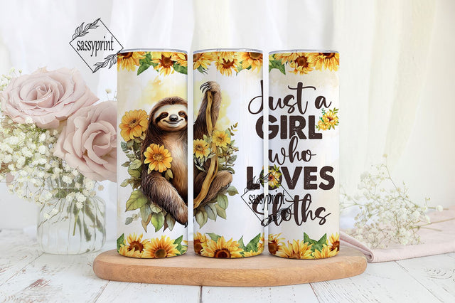 Sloth Tumbler 20oz Girl Loves Sloths Stainless Steel Insulated Tumblers Sublimation sassyprint 