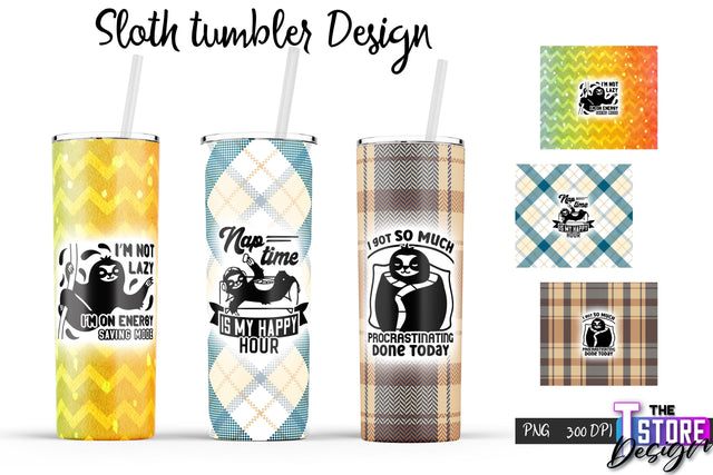 Sloth Tumbler | Lazy PNG Design | 20 Oz Tumbler | Tumbler Wrap v.1 Sublimation The T Store Design 