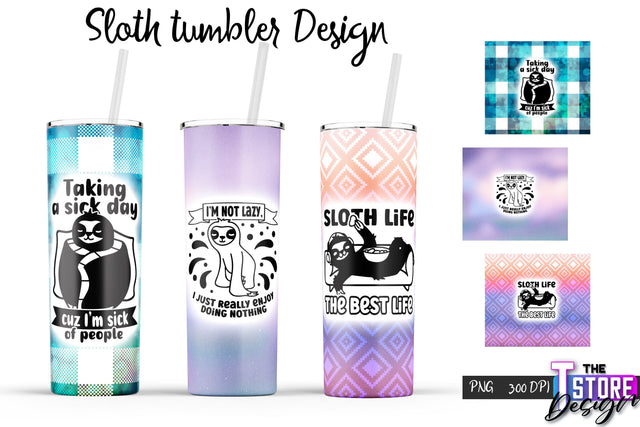 Sloth Tumbler | Lazy PNG Design | 20 Oz Tumbler | Tumbler Wrap v.1 Sublimation The T Store Design 