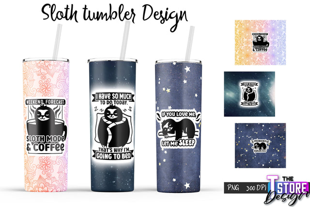 Sloth Tumbler | Lazy PNG Design | 20 Oz Tumbler | Tumbler Wrap v.1 Sublimation The T Store Design 