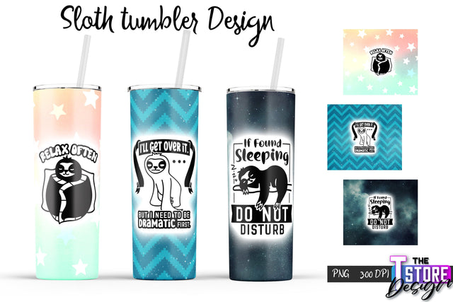 Sloth Tumbler | Lazy PNG Design | 20 Oz Tumbler | Tumbler Wrap v.1 Sublimation The T Store Design 
