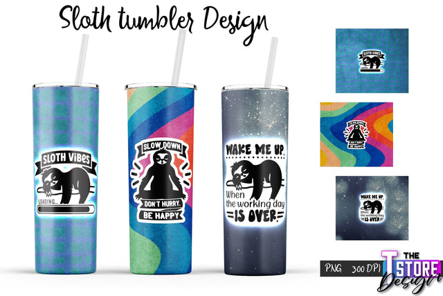 Sloth Tumbler | Lazy PNG Design | 20 Oz Tumbler | Tumbler Wrap v.1 Sublimation The T Store Design 