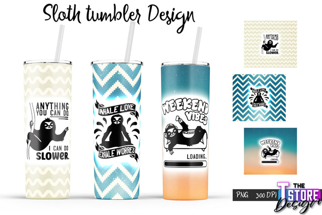 Sloth Tumbler | Lazy PNG Design | 20 Oz Tumbler | Tumbler Wrap v.1 Sublimation The T Store Design 
