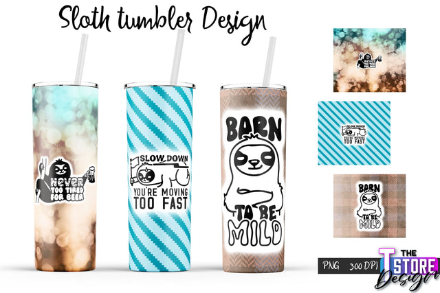 Sloth Tumbler | Lazy PNG Design | 20 Oz Tumbler | Tumbler Wrap v.2 Sublimation The T Store Design 