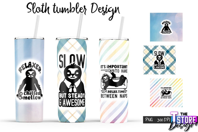 Sloth Tumbler | Lazy PNG Design | 20 Oz Tumbler | Tumbler Wrap v.2 Sublimation The T Store Design 