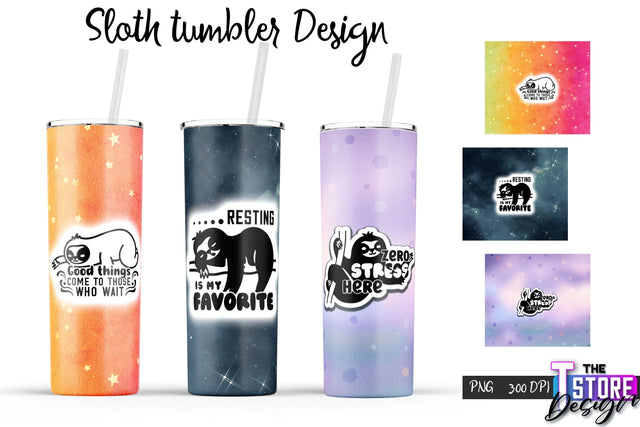 Sloth Tumbler | Lazy PNG Design | 20 Oz Tumbler | Tumbler Wrap v.2 Sublimation The T Store Design 