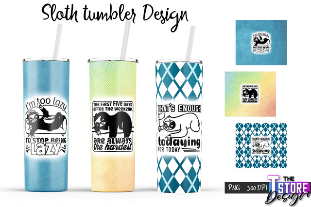 Sloth Tumbler | Lazy PNG Design | 20 Oz Tumbler | Tumbler Wrap v.2 Sublimation The T Store Design 