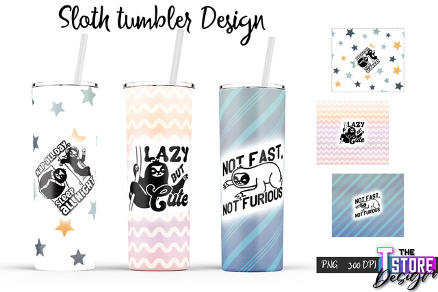Sloth Tumbler | Lazy PNG Design | 20 Oz Tumbler | Tumbler Wrap v.2 Sublimation The T Store Design 