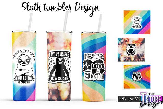 Sloth Tumbler | Lazy PNG Design | 20 Oz Tumbler | Tumbler Wrap v.2 Sublimation The T Store Design 