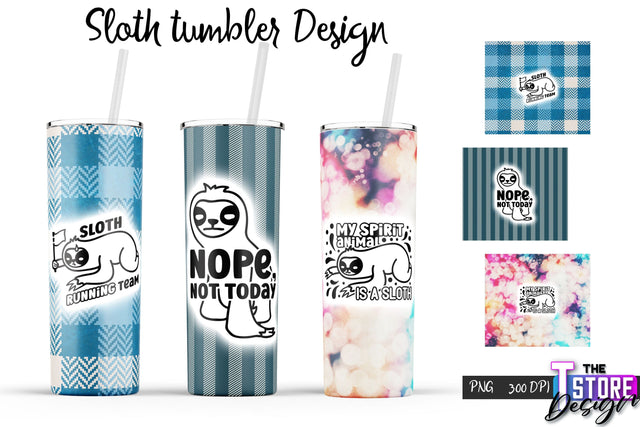 Sloth Tumbler | Lazy PNG Design | 20 Oz Tumbler | Tumbler Wrap v.2 Sublimation The T Store Design 