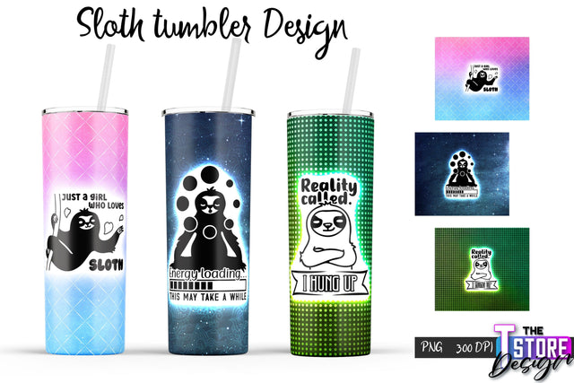 Sloth Tumbler | Lazy PNG Design | 20 Oz Tumbler | Tumbler Wrap v.2 Sublimation The T Store Design 