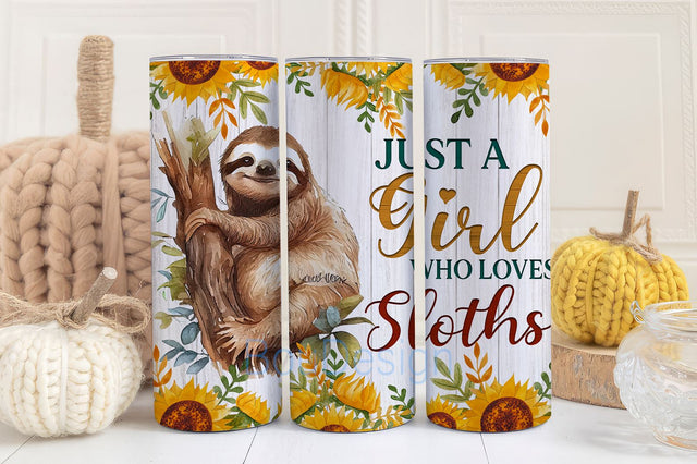 Sloth Tumbler Sunflower, Sloth Sunflower 20oz Skinny Tumbler Sublimation Design Sublimation BouDesign 