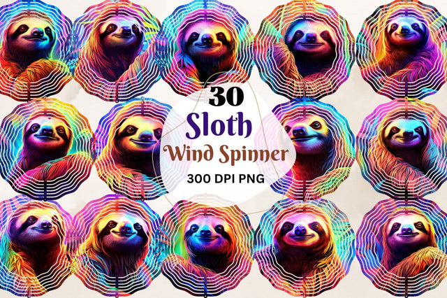 Sloth Wind Spinner Sublimation Designs Bundle Sublimation Regulrcrative 