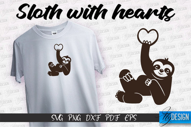 Sloth With Hearts SVG | Lazy Design SVG | SVG File SVG Fly Design 