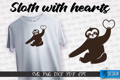 Sloth With Hearts SVG | Lazy Design SVG | SVG File SVG Fly Design 