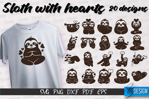 Sloth With Hearts SVG | Lazy Design SVG | SVG File SVG Fly Design 