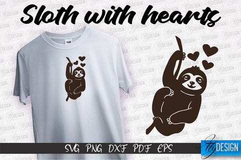 Sloth With Hearts SVG | Lazy Design SVG | SVG File SVG Fly Design 