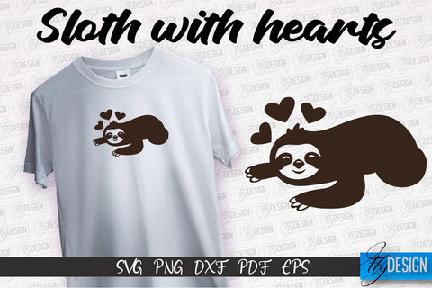 Sloth With Hearts SVG | Lazy Design SVG | SVG File SVG Fly Design 
