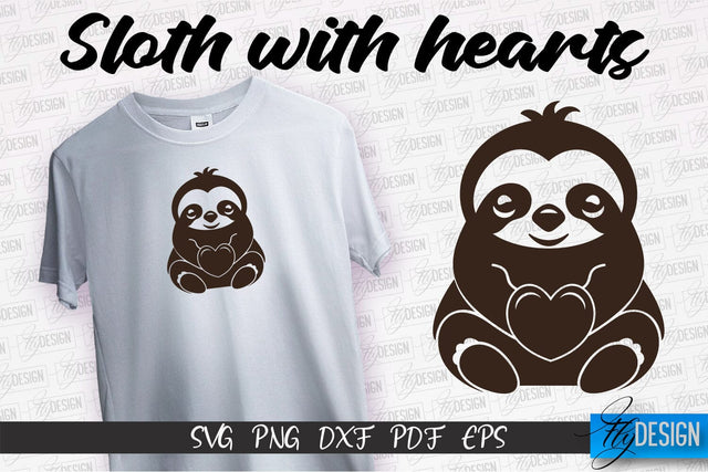 Sloth With Hearts SVG | Lazy Design SVG | SVG File SVG Fly Design 