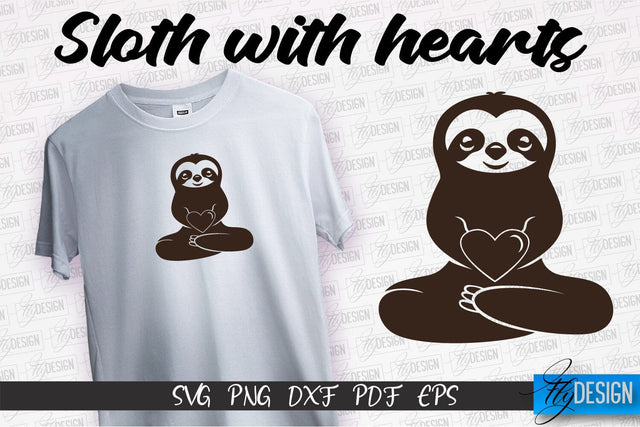 Sloth With Hearts SVG | Lazy Design SVG | SVG File SVG Fly Design 