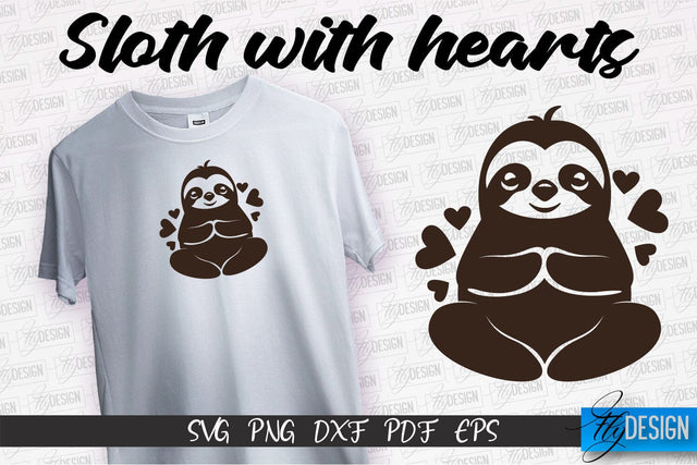 Sloth With Hearts SVG | Lazy Design SVG | SVG File SVG Fly Design 