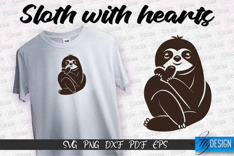 Sloth With Hearts SVG | Lazy Design SVG | SVG File SVG Fly Design 