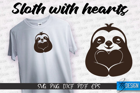 Sloth With Hearts SVG | Lazy Design SVG | SVG File SVG Fly Design 
