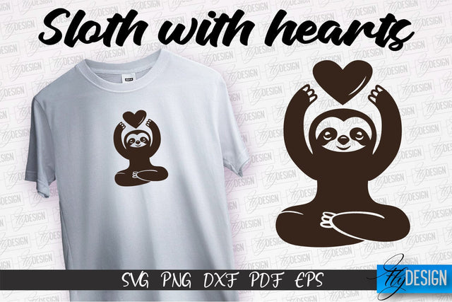 Sloth With Hearts SVG | Lazy Design SVG | SVG File SVG Fly Design 