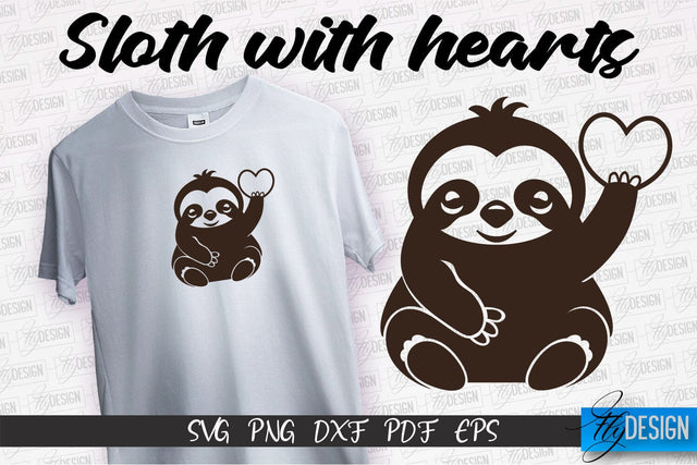 Sloth With Hearts SVG | Lazy Design SVG | SVG File SVG Fly Design 