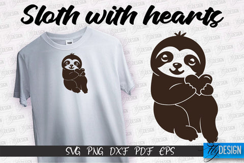Sloth With Hearts SVG | Lazy Design SVG | SVG File SVG Fly Design 