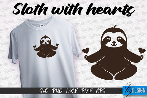 Sloth With Hearts SVG | Lazy Design SVG | SVG File SVG Fly Design 