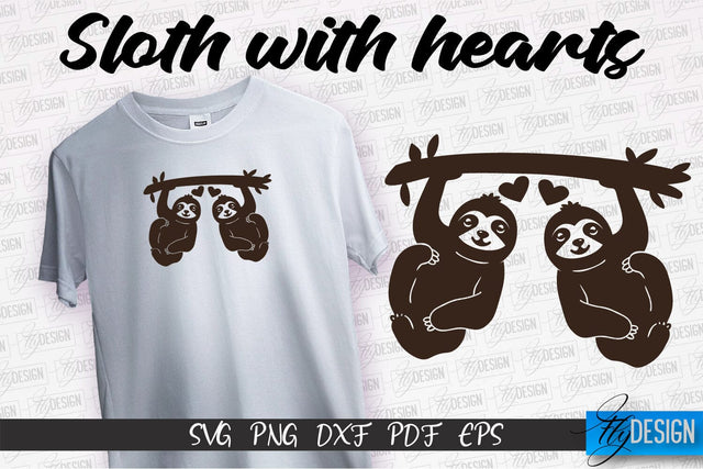 Sloth With Hearts SVG | Lazy Design SVG | SVG File SVG Fly Design 