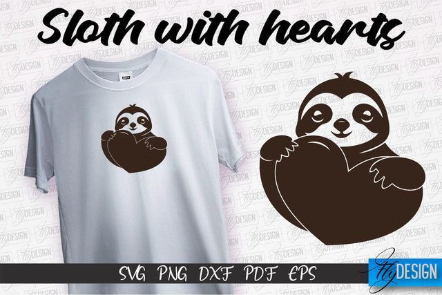 Sloth With Hearts SVG | Lazy Design SVG | SVG File SVG Fly Design 