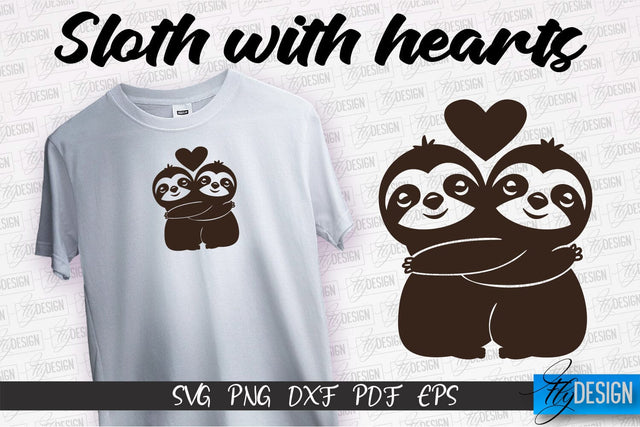 Sloth With Hearts SVG | Lazy Design SVG | SVG File SVG Fly Design 