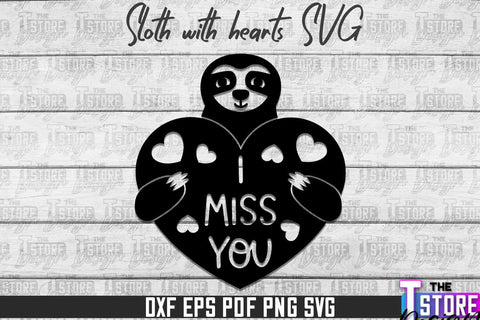 Sloth With Hearts SVG | Lazy Design SVG | SVG File SVG The T Store Design 