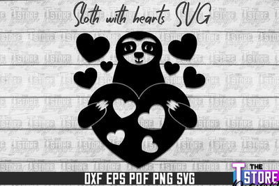 Sloth With Hearts SVG | Lazy Design SVG | SVG File SVG The T Store Design 